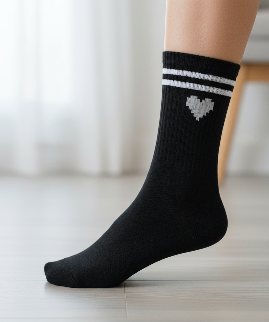 Cotton & Copper Fiber Heart Socks