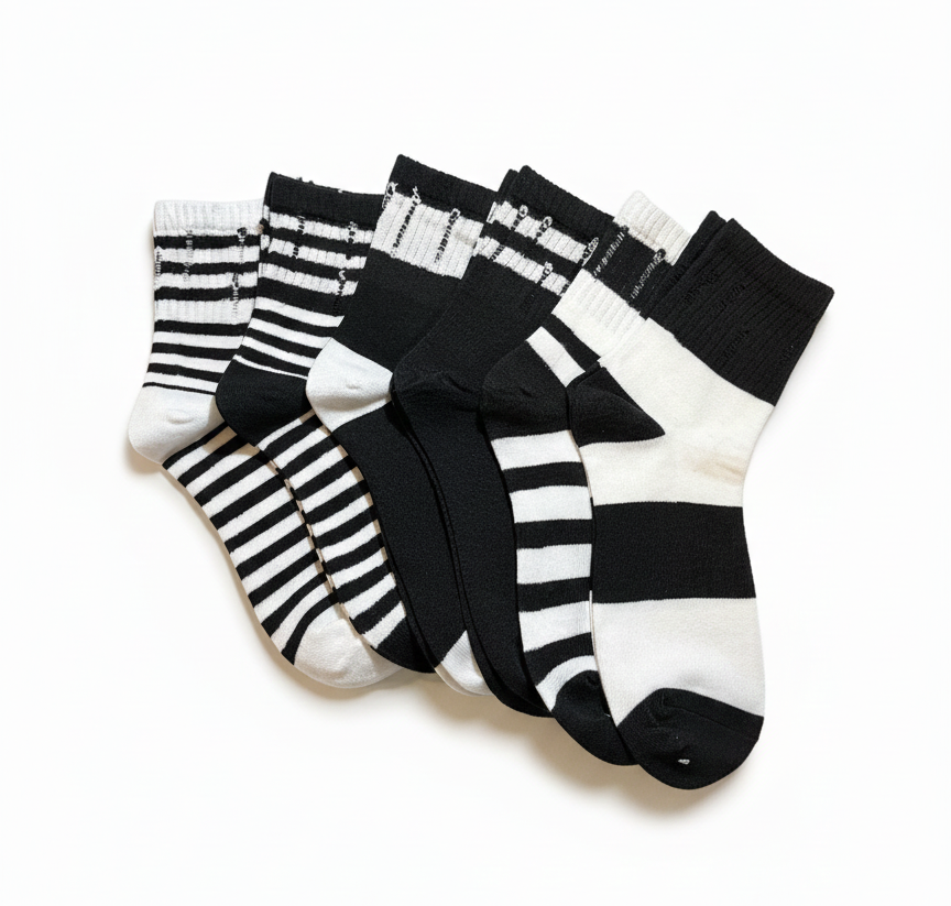 Cotton & Copper Fiber Striped Socks