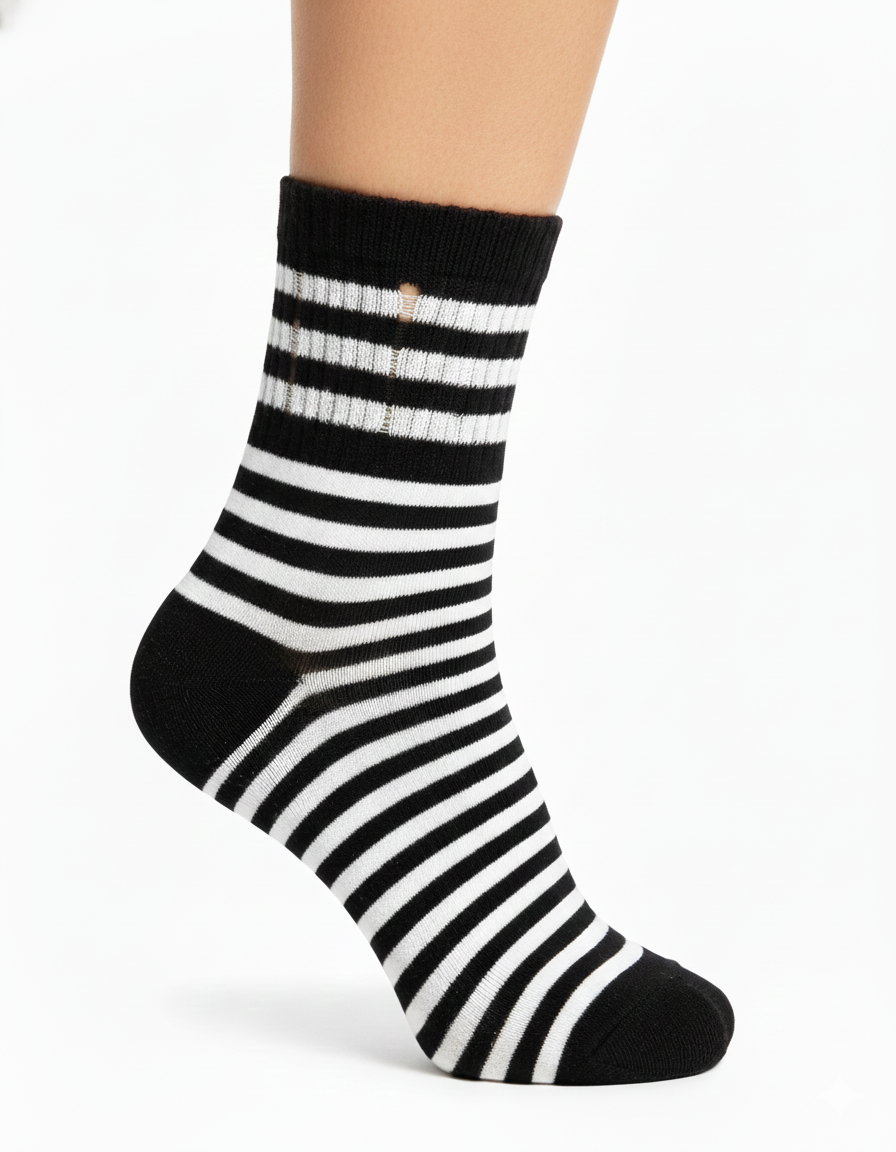 Cotton & Copper Fiber Striped Socks